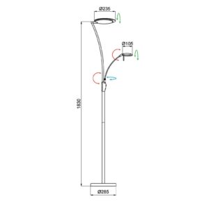 Aluminor Kitel 89 stojaca LED lampa LED na čítanie