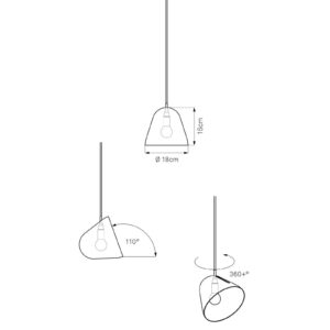 Nyta Tilt S závesná lampa kábel 3 m červená biela