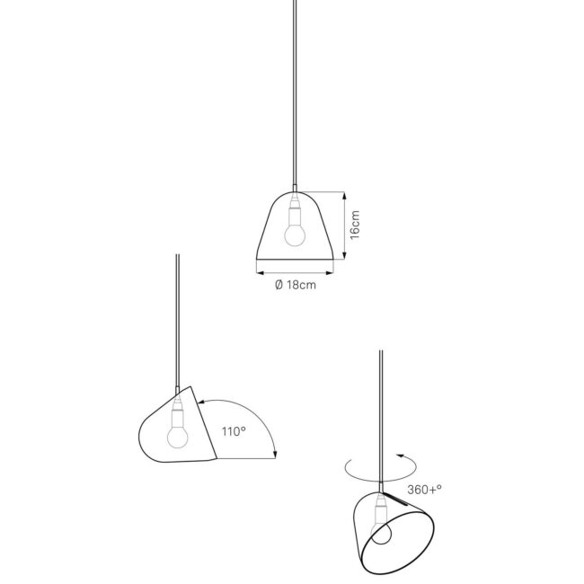 Nyta Tilt S závesná lampa kábel 3 m červená