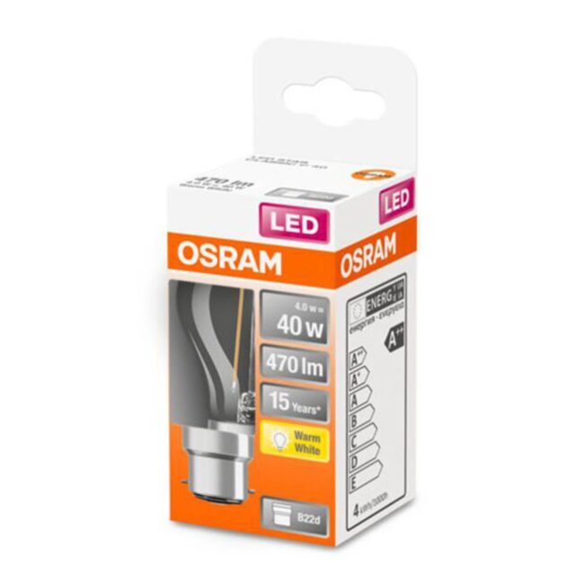 OSRAM kvapková LED B22d 4W 2.700K číra