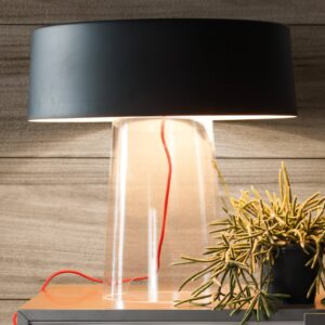 Prandina Glam stolová lampa 36 cm číra/čierna