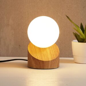 Stolná LED lampa Alisa podstavec drevený vzhľad