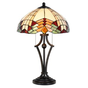 Stolná lampa 5961 Tiffany vzhľad s farebným sklom