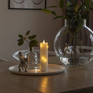 Vosková LED sviečka krém jantár 17