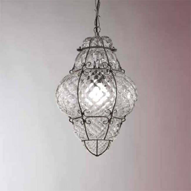 Závesná lampa Classic ručne fúkaná číra 30 cm