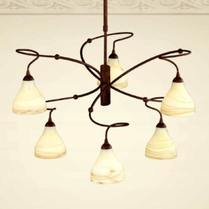 Závesná lampa Mattia v štýle vidieckeho domu 6-pl.