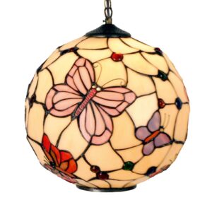 Závesná lampa Rosy Butterfly v štýle Tiffany