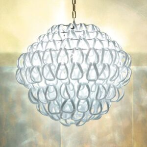 Závesná lampa krištáľové sklo Giogali 50 cm biela